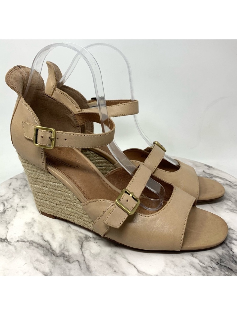 Corso Como Hello Strappy Tan Leather Wedges 10 Boho Retro Euro Summer Resortwear